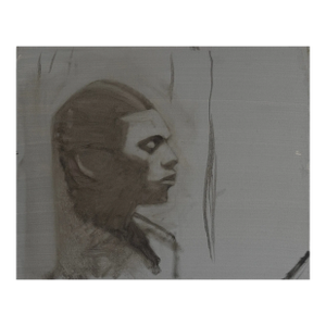 Vintage Unfinished Expressionist Portrait Oil Sketch on Canvas/Black Art