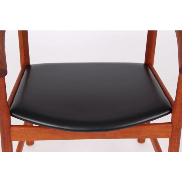 Wood Model PP203 Mahogany and Black Leather Desk Chairs by Hans J. Wegner for PP Møbler, 1970s, Set of 4 For Sale - Image 7 of 15