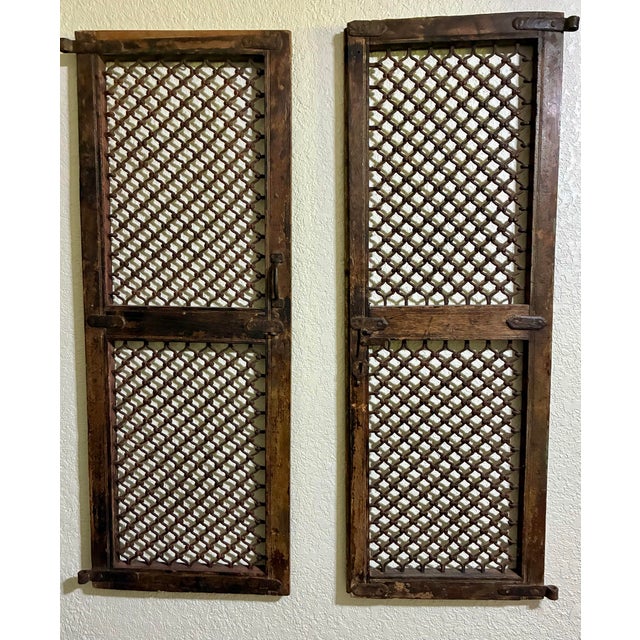 Mid 19th Century Antique Middle Eastern Iron Jali Window Shutters, Pair For Sale - Image 5 of 12