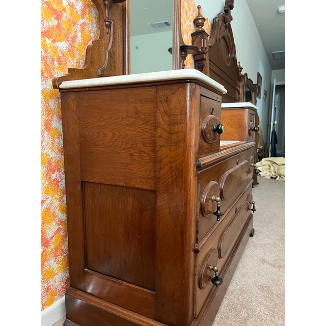 French Late 19th Century Renaissance Revival Dresser W/Marble Top For Sale - Image 3 of 12