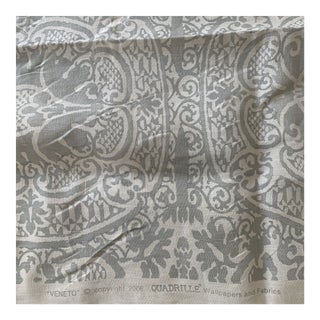 Quadrille Grey on Tint Veneto Linen Fabric Remnant For Sale