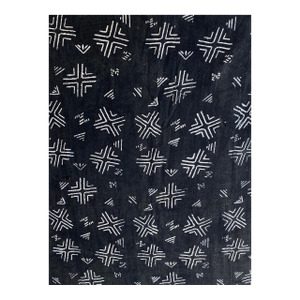 Vintage African Black and White Mud Cloth Textile Mali 42" by 62"