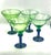 1980s Hand Blown Green and Cobalt Martini - Set of 4 For Sale - Image 4 of 8