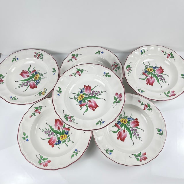 Set of 6 KG Lunéville "Réverbère" soup plates Circa 1950 Dimensions: Diameter: 24.5 cm Height: 4.5 cm Good overall...