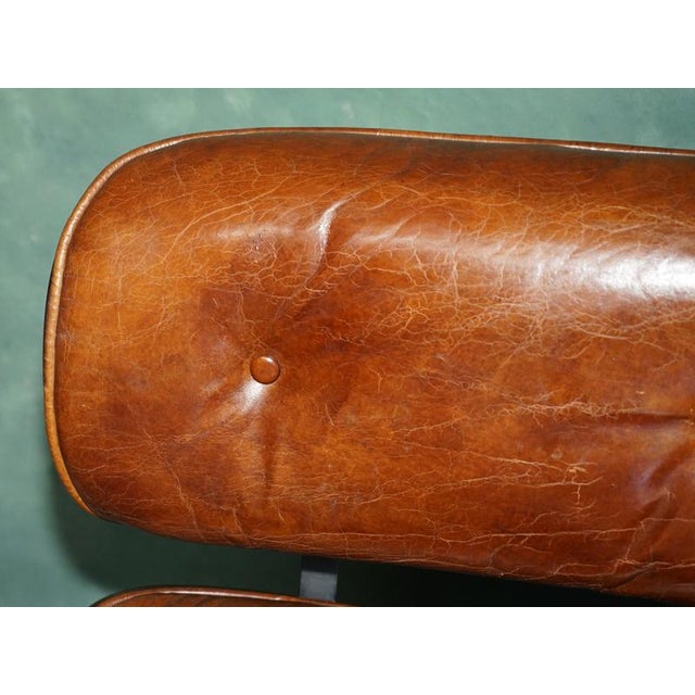 Animal Skin Set of Brown Leather Lounge Armchair and Ottoman with Bentwood Frame from Artsome For Sale - Image 7 of 18