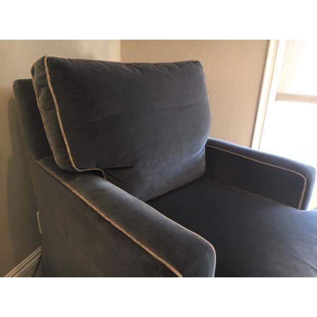 Custom Velvet Upholstered Arm Chair | Chairish