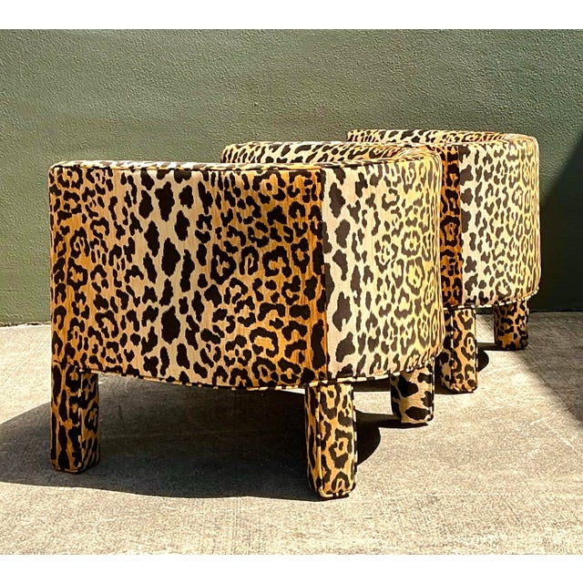 Vintage Leopard Velvet Tub Chairs - A Pair For Sale - Image 4 of 12