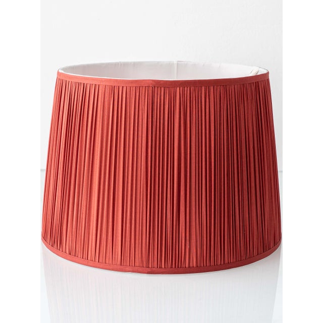 Large Blue and White Hand-Painted Table Lamp with New Terracotta Silk Lampshade from Royal Delft, 1948 For Sale - Image 9 of 16