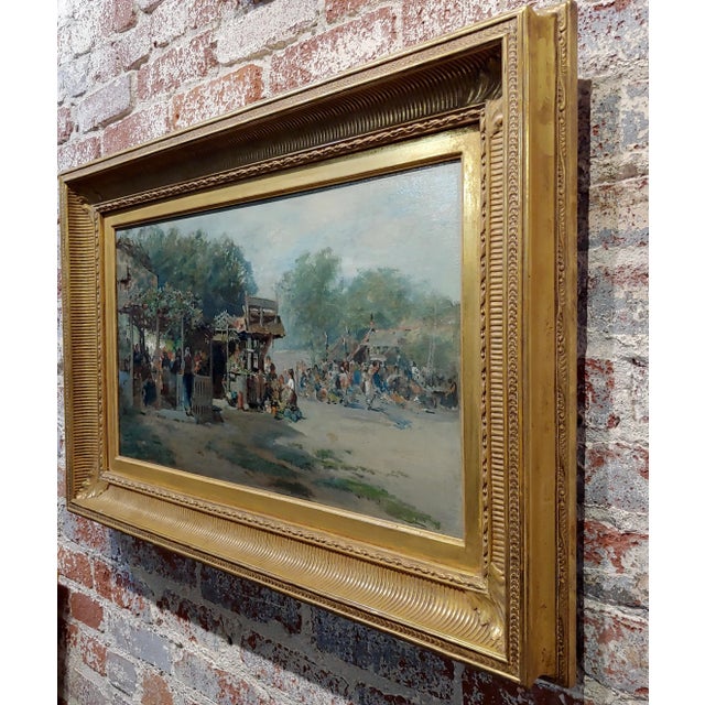 Ransome Gillet Holdredge -Market Scene at the Old Village-19th Century Oil Painting For Sale - Image 10 of 13