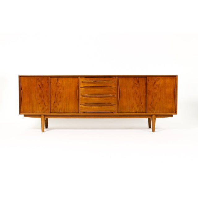 Mid-Century Modern 1960s Attributed to Danish Modern Mid Century Teak Credenza Sideboard — Sliding Doors — Dyrlund For Sale - Image 3 of 10
