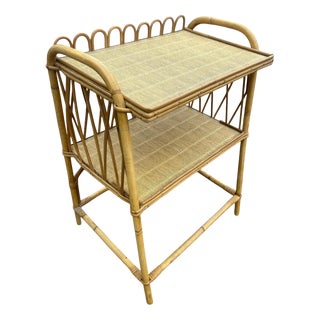 Wicker and Rattan Side Table, 1970s For Sale