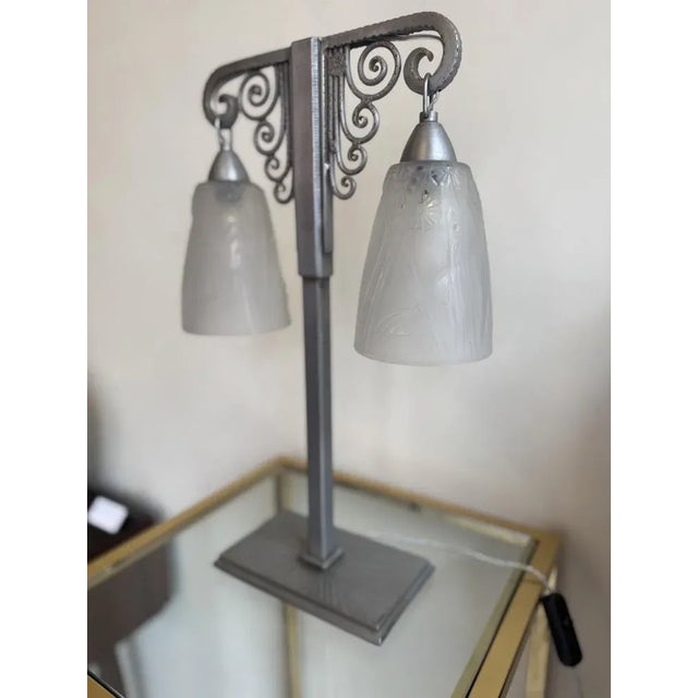 Art Deco Double Lamp by J Vandôme for Müller Frères, 1930s For Sale - Image 10 of 18