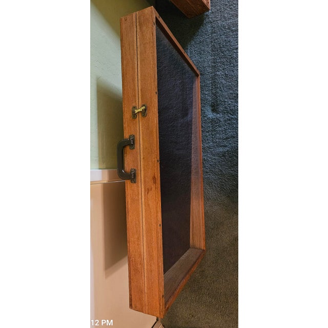 1970s Pair of 2 Rustic Hardwood Hand Made Portable Jewelry Toys Tabletop Display Cases Cabinets For Sale - Image 17 of 17