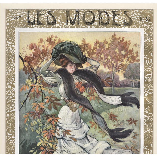 Art Nouveau Matted Art Nouveau 1907 French Fashion Print For Sale - Image 3 of 5
