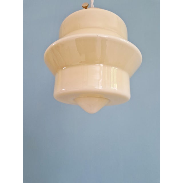 Art Deco Pendant Lights in Cream Opaline Glass, 1930s, Set of 2 For Sale - Image 6 of 13