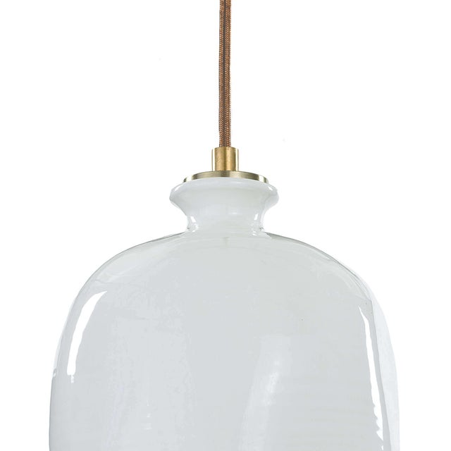 Regina Andrew Bianca Ceramic Pendant in Gloss White and Gold For Sale - Image 4 of 6