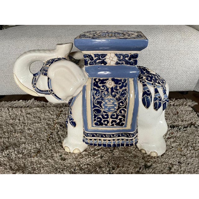 Blue Elephant Plant Holder For Sale - Image 8 of 8