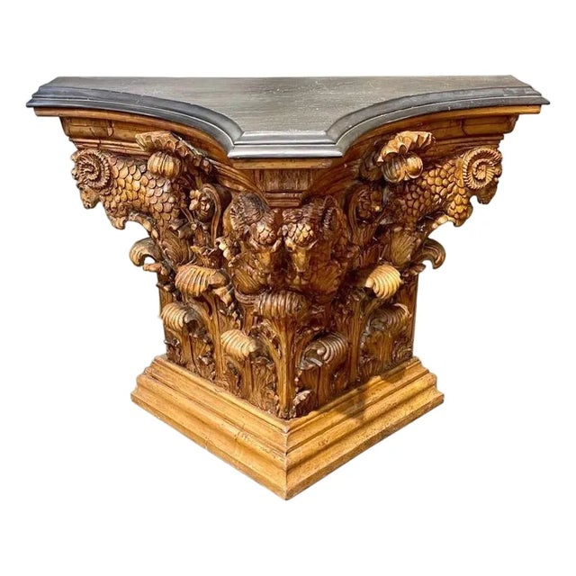 19th Century Austrian Carved Pine Neo Classical Console With Slate Top For Sale