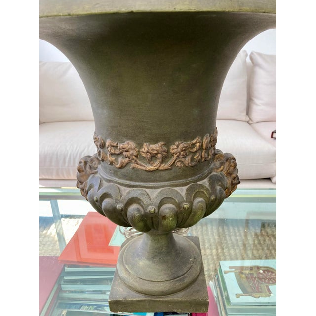 French Painted Terra Cotta Urn Uplight For Sale - Image 9 of 10