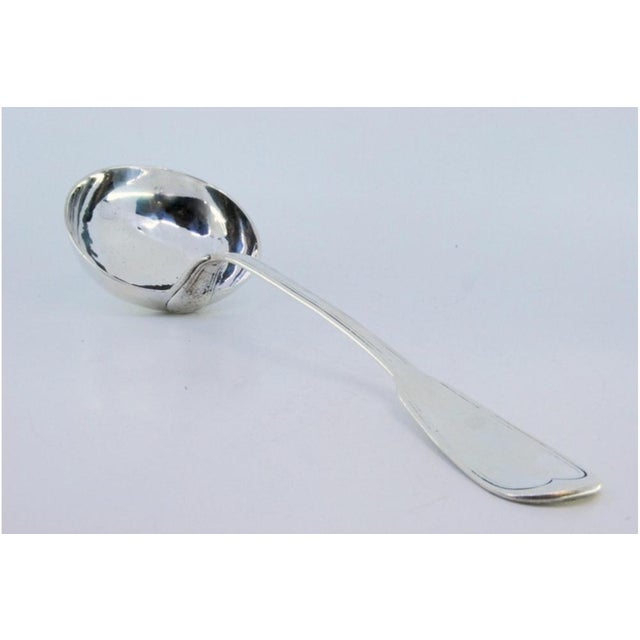 Metal Plain Silver Soup Ladle with Grooves For Sale - Image 7 of 8
