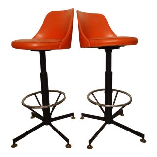 Pair of Mid-Century Swivel Stools For Sale
