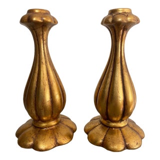 Mid-Century Freeman McFarlin Gold Candlesticks For Sale