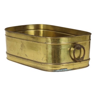 Large Vintage Oval Brass Planter For Sale