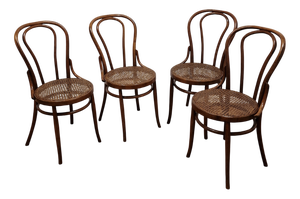 Bent Beechwood Dining Chairs from Salvatore Leone, Late 19th Century, Set of 4