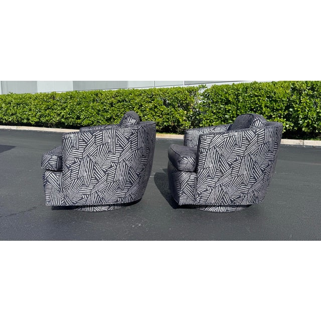 Postmodern Designer Baughman Era Swivel Barrel Lounge Chairs - A Pair For Sale - Image 9 of 10