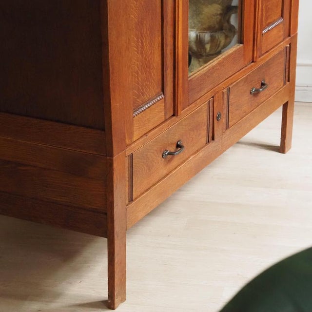 Art Nouveau Oak Wardrobe with Mirror, 1920s For Sale - Image 13 of 18