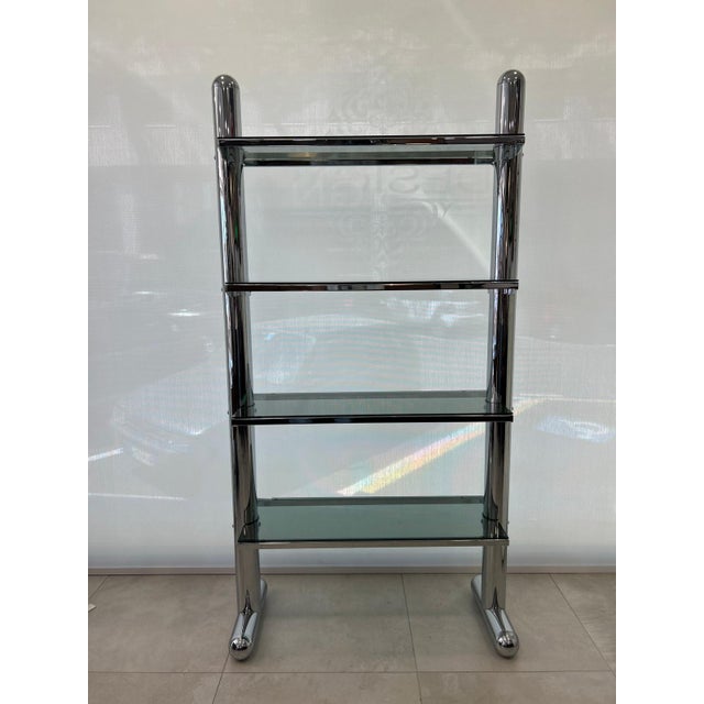Vintage Glass and Steel Bookcase, 1970s For Sale - Image 3 of 7