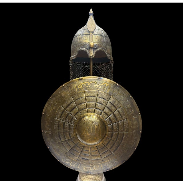 Handmade Brass Asma Al-Husna Helmet Shield Set For Sale In Los Angeles - Image 6 of 14