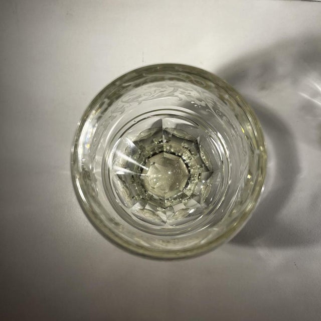 Stemmed Glasses in Thick Cut Crystal with Scrolling Decoration and Monogram, Bohemia, 1900s, Set of 2 For Sale - Image 11 of 14