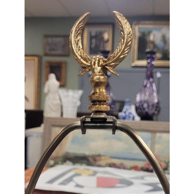 1990s Pair Regency Style Porcelain & Gilt Brass Lamps For Sale - Image 4 of 11