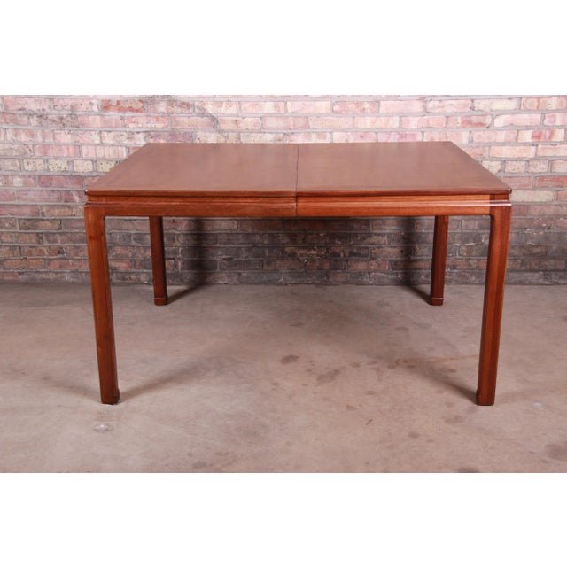 Wood Edward Wormley for Dunbar Janus Collection Walnut Extension Dining Table, Newly Restored For Sale - Image 7 of 13