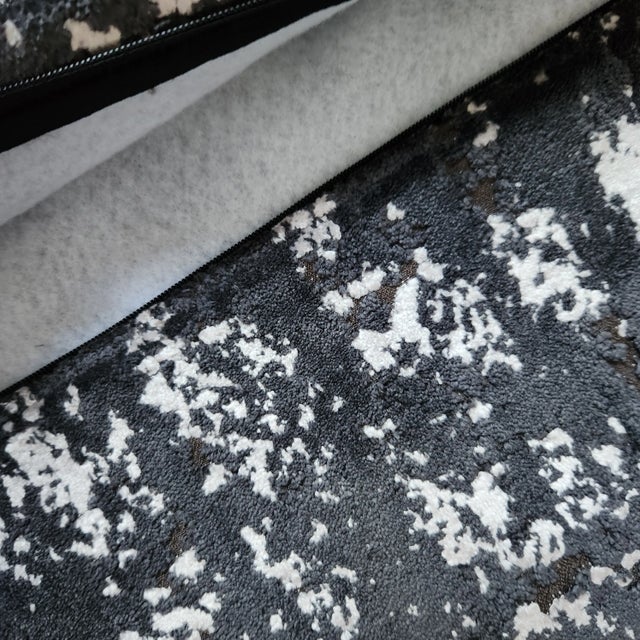 2020s Double-Sided Graphite and Ivory Silk Velvet Square Pillow For Sale - Image 5 of 5