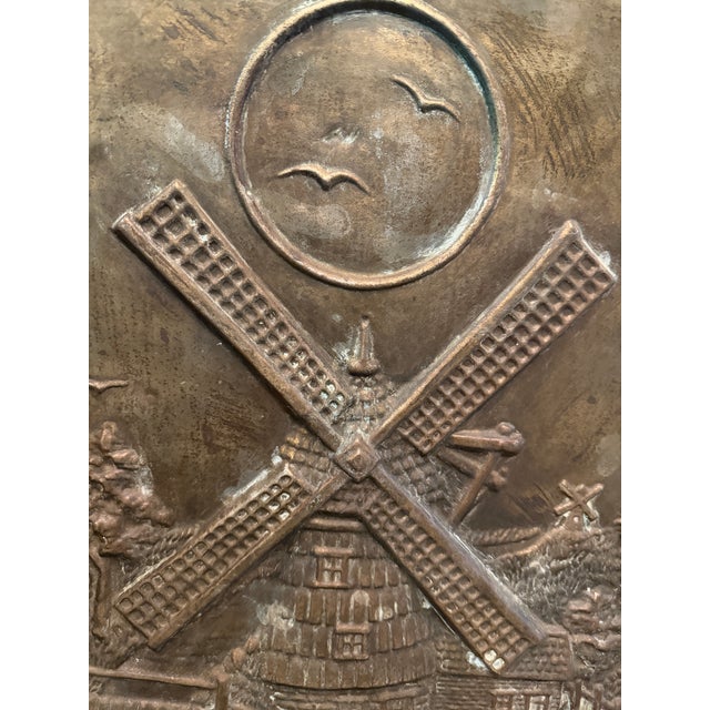Antique Embossed Fireplace Summer Cover, Windmill Scene, Bronze-Tone Metal For Sale - Image 6 of 13