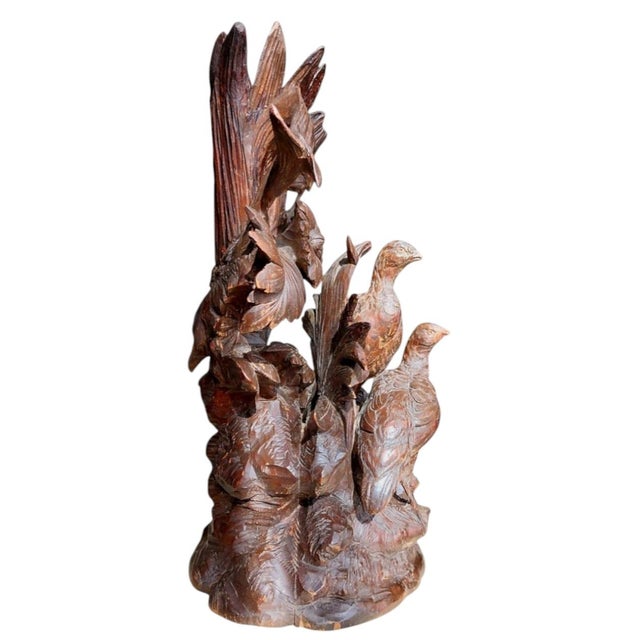 Black Forest Vase with Flowers and Four Birds, 1890s For Sale - Image 6 of 11