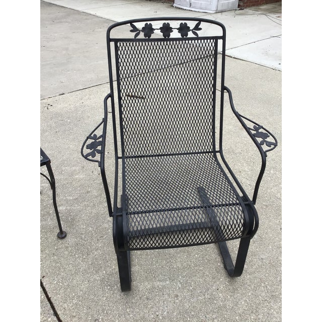 Russell Woodard Wrought Iron Bouncy Patio Chair Table Set 3 Last