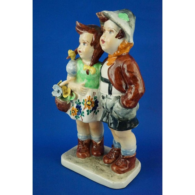 Ceramic Sculpture of a Couple of Children by Teodoro Sebelin, Nove Bassano, Italy, 1930s For Sale - Image 8 of 18