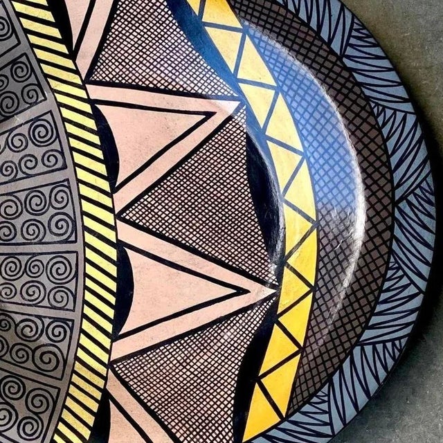 Vintage Postmodern Hand Painted Charger For Sale - Image 10 of 13