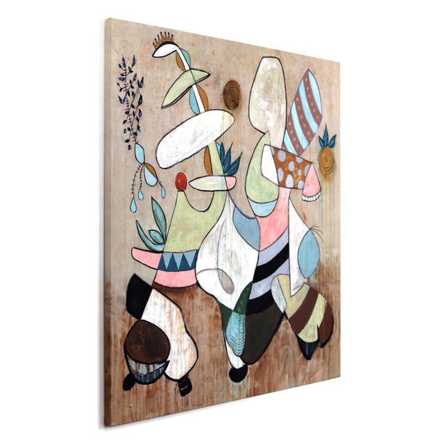 Contemporary Jit Madness - Abstract Contemporary Organic Shape Mixed Media Artwork on Canvas by Rue Bootay For Sale - Image 3 of 9