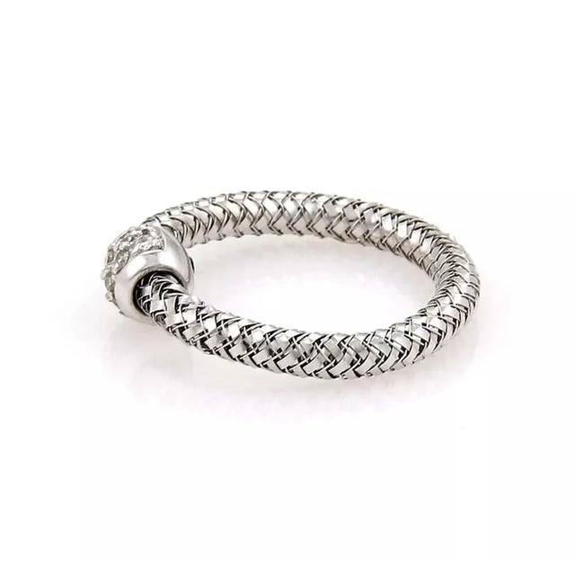 Late 20th Century 20308 - Roberto Coin Primavera Diamond 18k White Gold Woven Band Ring Size 6.25 For Sale - Image 4 of 5