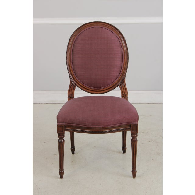 Set of 8 French Louis XVI Style Upholstered Dining Chairs For Sale - Image 12 of 18