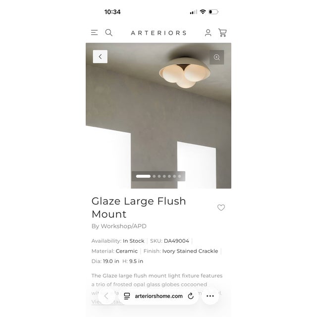 2020s Arteriors Glaze Flushmount For Sale - Image 5 of 5
