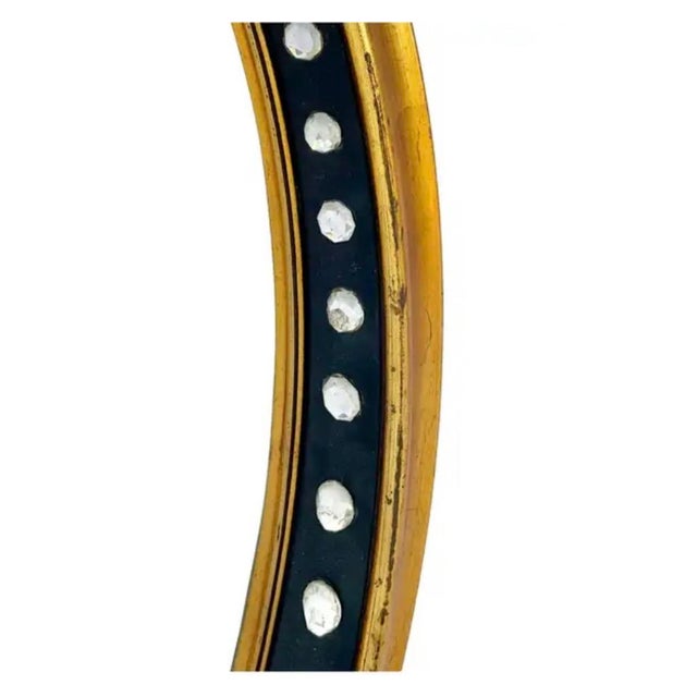 Glass Irish Regency Style Oval Mirror With Parcel Gilt Frame and Glass Cabochons For Sale - Image 7 of 9