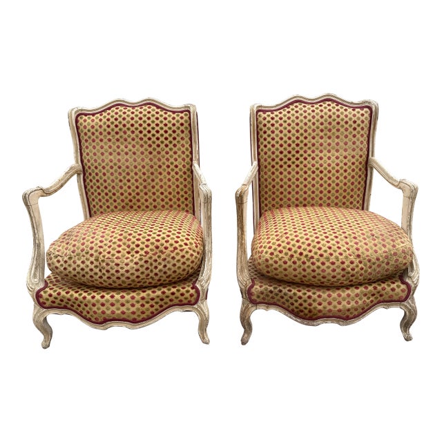 Large 18th Century French Louis XV Bergere or Armchair- A Pair For Sale