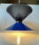 Vintage Italian Blue Diablo Pendant Ceiling Lamp with Brass Disc, 1970s For Sale - Image 4 of 8