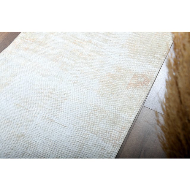 1970s Vintage Handmade Wool Cotton Turkish Beige Area Rug For Sale - Image 10 of 11
