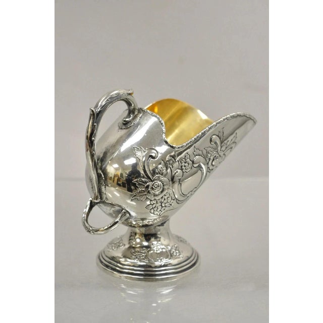 Vintage Raimond Victorian Silver Plated Copper Pedestal Sugar Scuttle Bowl For Sale In Philadelphia - Image 6 of 10